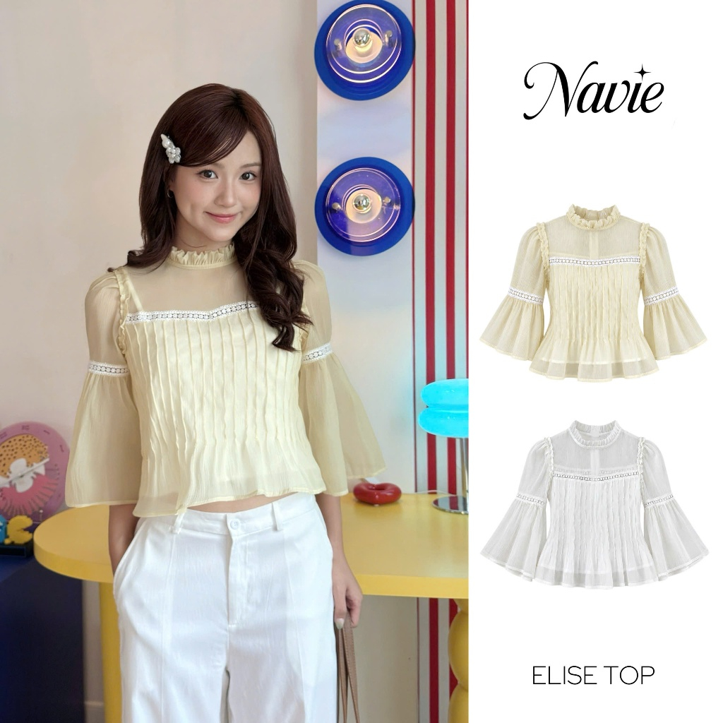 NAVIE - Áo voan ELISE dập ly tay loe thời trang nữ