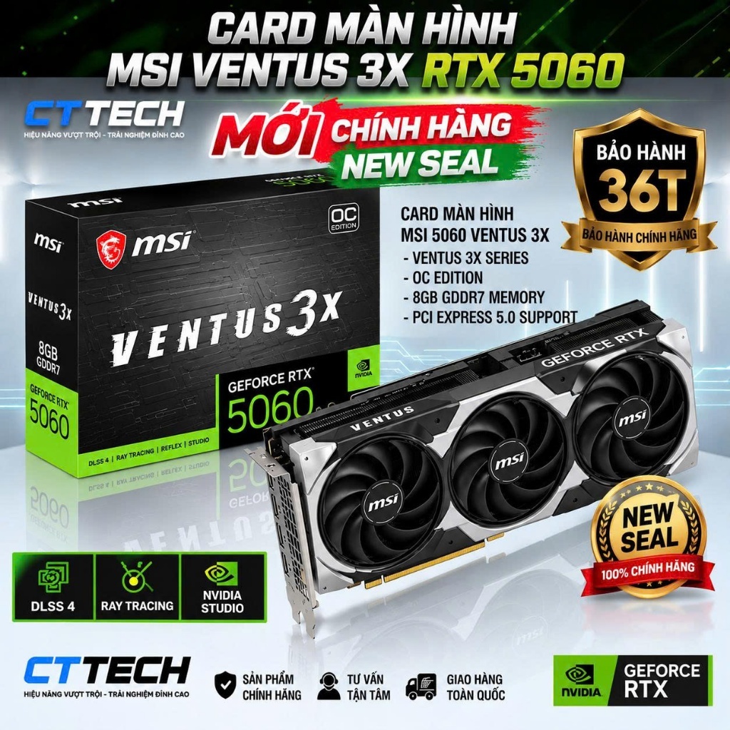 Bộ PC lắp ráp CTTech số 4 MSI RTX 5060 VENTUS 3X / I5 14600K / B760 TUF / 512GB Mới | Bảo Hành 36 Tháng | BigBuy360 - bigbuy360.vn