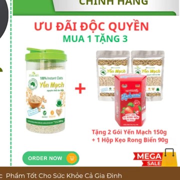 Yến Mạch Nguyên Chất Xuân An Hộp 800g ( Tặng Kèm 2 Túi Yến Mạch 150g + 1 Hộp Kẹo Rong Biển 90g)