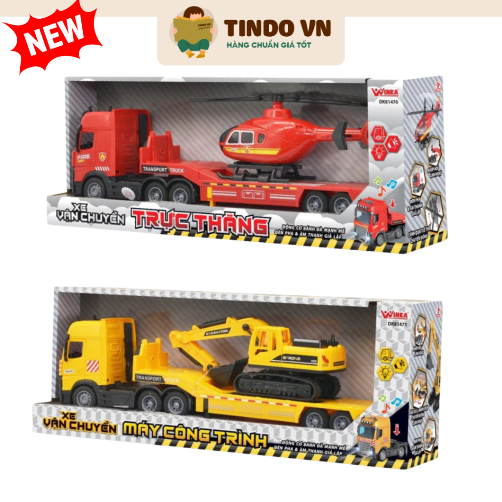 Đồ Chơi DUKA: Xe Vận Chuyển Trực Thăng / Xe Vận Chuyển Máy Công Trình