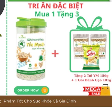 XUÂN AN - Yến Mạch Nguyên Chất Ăn Liền 800g ( Tặng 2 Gói Yến Mạch 150g + 1 Gói Bánh Gạo Ngọt Dịu 101g)