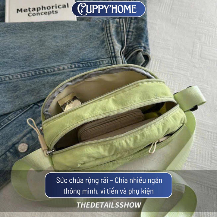 Túi Đeo Chéo Nữ Siêu Nhẹ Phong Cách Hàn Quốc - Túi Bao Tử Vải Dù Nhiều Ngăn Tiện Lợi – 4