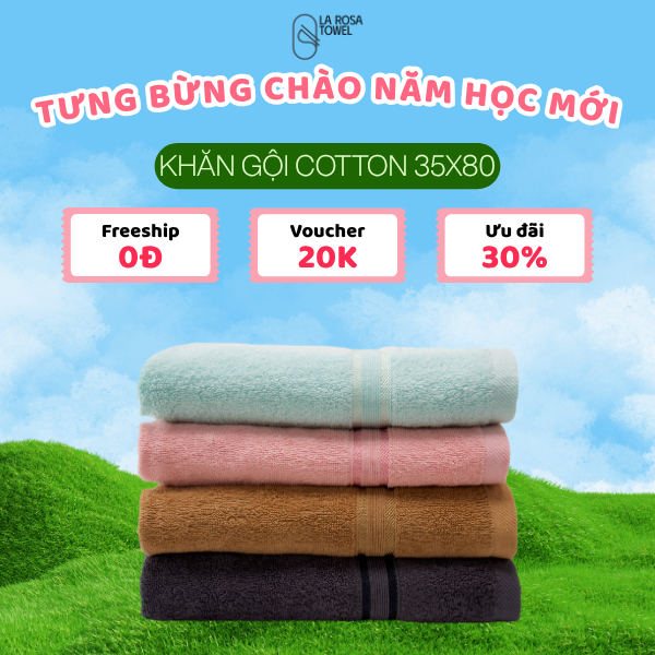 Khăn Gội 35x80cm 100% Cotton Hàng Cao Cấp Xuất Khẩu