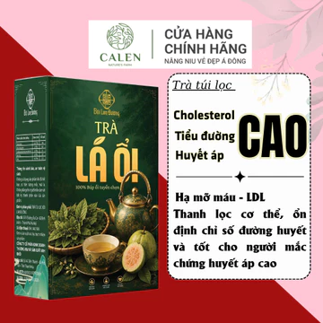 Trà hạ mỡ máu, gan nhiễm mỡ, mỡ nội tạng lá ổi, lá sen, giảo cổ lam Calen Nature Farm - hộp 30 gói