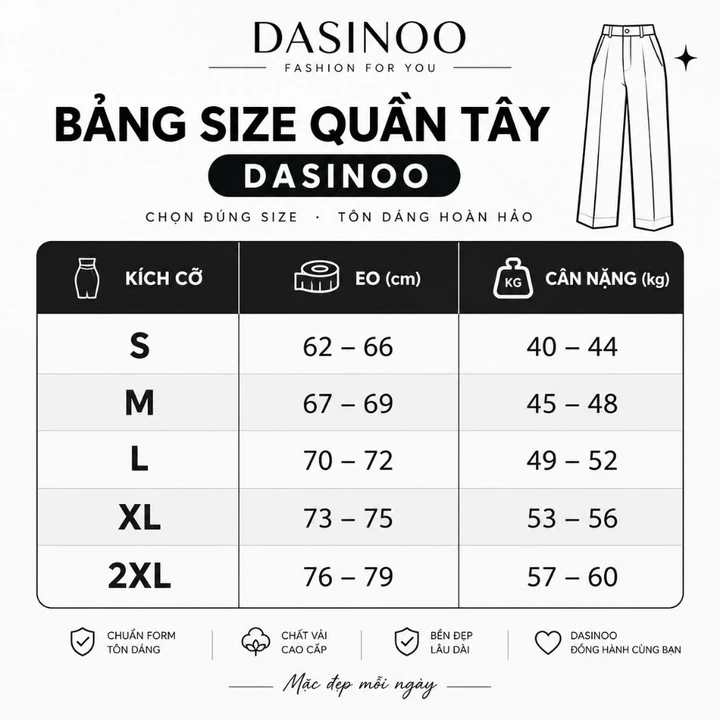 Quần Tây Nữ Ống Suông Dasinoo Quần Tây Nữ Lưng Cao Vải Đẹp Xuất Hàn Mặc Đi Học Đi Làm Công Sở Thanh Lịch