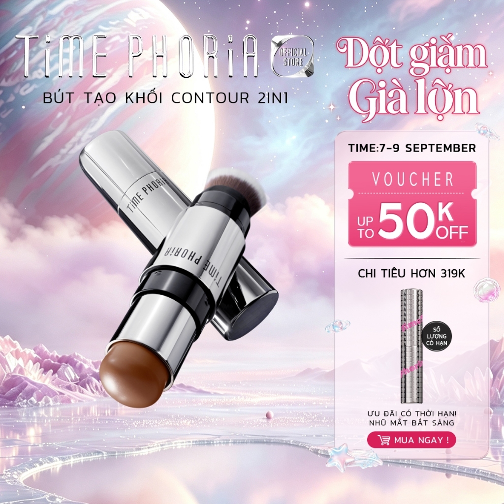 Bút tạo khối Time Phoria Contour 2in1 hiệu ứng 3D thon gọn mặt chuẩn màu lâu trôi trang điểm tự nhiên