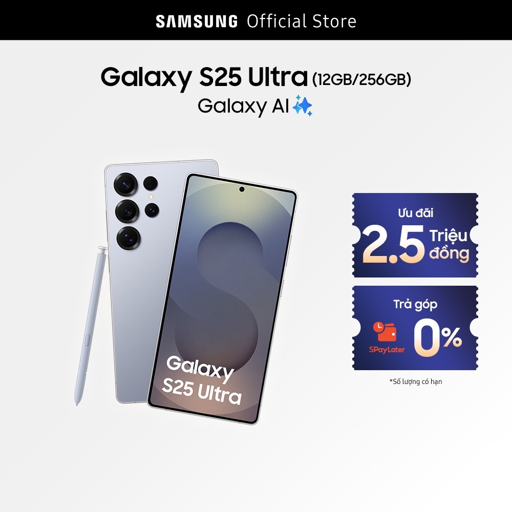 Điện thoại Samsung Galaxy S25 Ultra, Điện thoại AI, 256GB, Video camera đêm Nightography, S Pen đa nhiệm