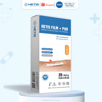 [Lẻ một miếng] Gạc vết thương chống thấm nước có gạc vô trùng Hetis Film Pad (một miếng)