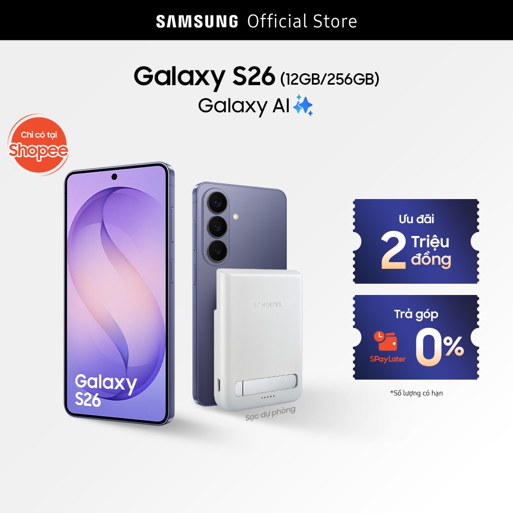 Điện thoại Samsung Galaxy S26, 12GB/256GB, Customized AP, AI Phone, Photo Assist, Creative Studio, 50MP Camera, 4300mAh