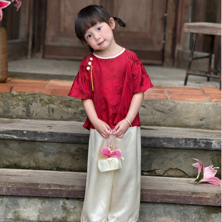 HỎA TỐC HCM - Set bộ Gấm Mỹ Nhân, bà ba cách tân sang trọng cho bé gái 6-24kg