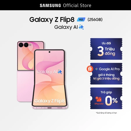 Điện thoại Samsung Galaxy Z Flip8, 12GB/256GB, FlexCam 50MP, Galaxy AI, Màn hình FlexWindow 4.1