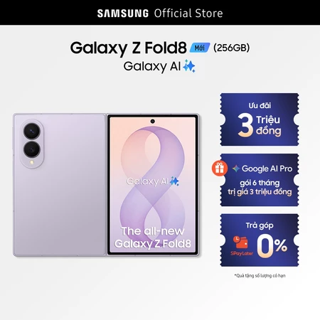 Điện thoai Samsung Galaxy Z Fold8, 12GB/256GB, Màn hình lớn tỷ lệ 4:3, Chip Snapdragon, Galaxy AI