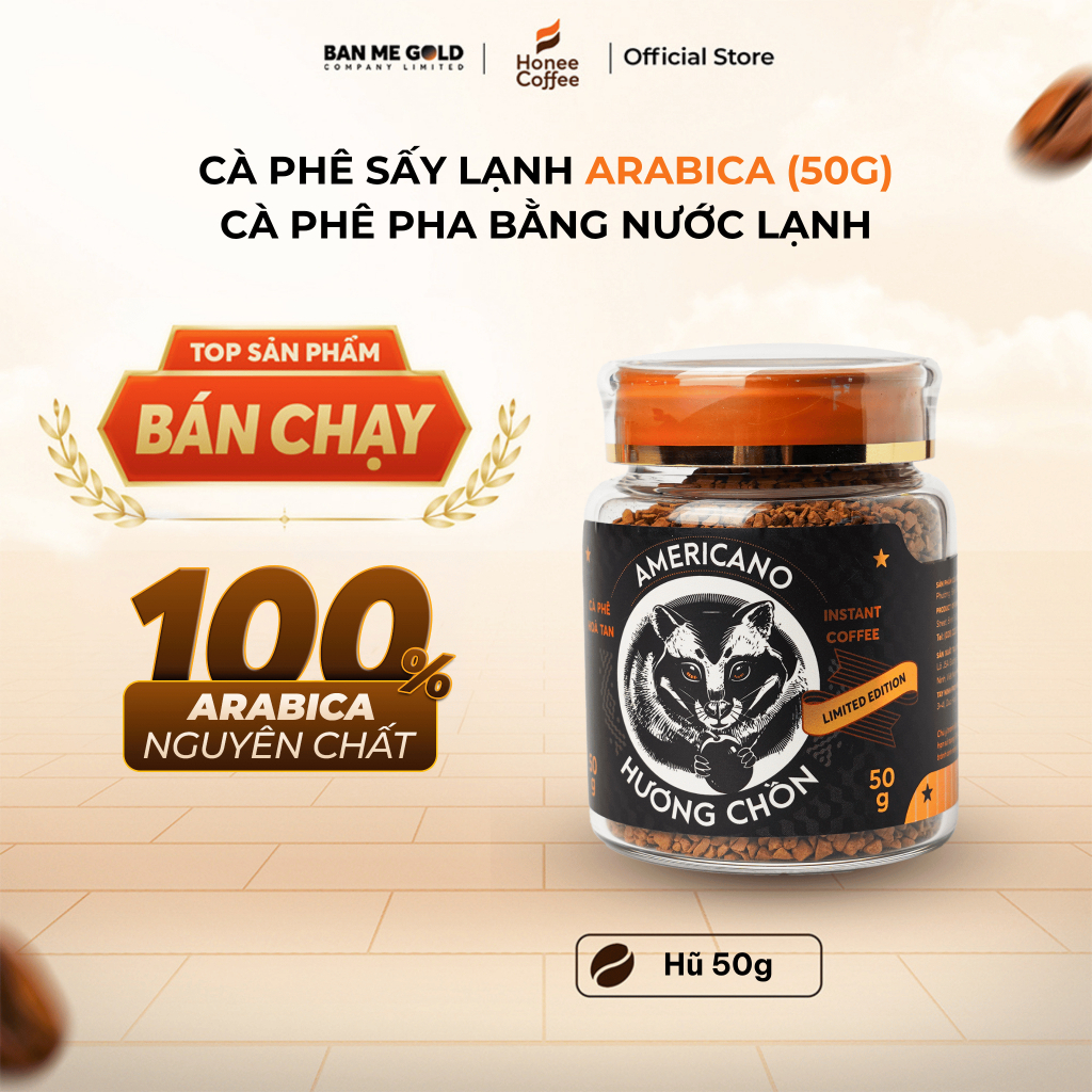 Cà Phê Sấy Lạnh Arabica Sấy Thăng Hoa Pha Nước Lạnh - Cf Sấy Lạnh Arabica (Hũ 50g) - Cafe Sấy Lạnh Arabica Nguyên Chất