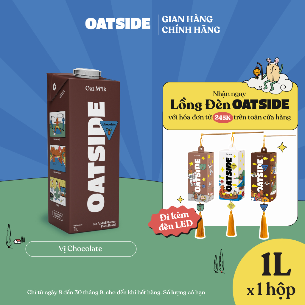 Sữa yến mạch OATSIDE vị Sô-cô-la – Chocolate 1L – Không lactose, Đậm vị, Làm từ Cacao thật