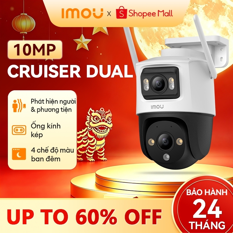 Imou Camera Wifi ngoài trời 2 mắt Cruiser Dual 10MP 64GB I IPC-S7XP-10M0WED I Xoay 360° | Phát hiện con người | Còi hú