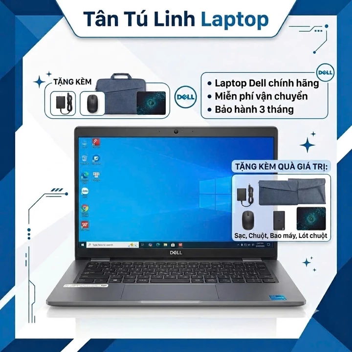 Laptop Dell Latitude 5320 i5 1145G7 / RAM 8GB / SSD 256GB / Màn 13.3" FHD (Cũ 98% - Kèm Sạc, Bao máy, Chuột)