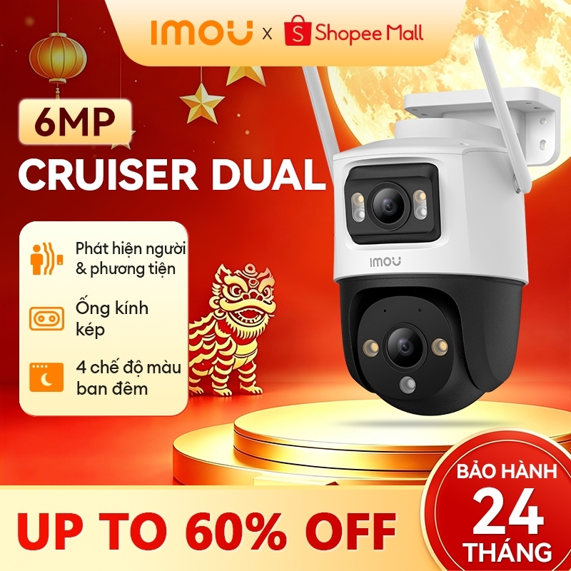 Camera Wifi ngoài trời 2 mắt Imou Cruiser Dual I 6MP/10MP I IPC-S7XP-10M0WED I Xoay 360° | Còi hú