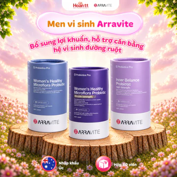 Men vi sinh phụ nữ ARRAVITE chứa lợi khuẩn hỗ trợ bổ sung hệ vi sinh cho cơ thể hộp 30 viên nhập khẩu Úc/