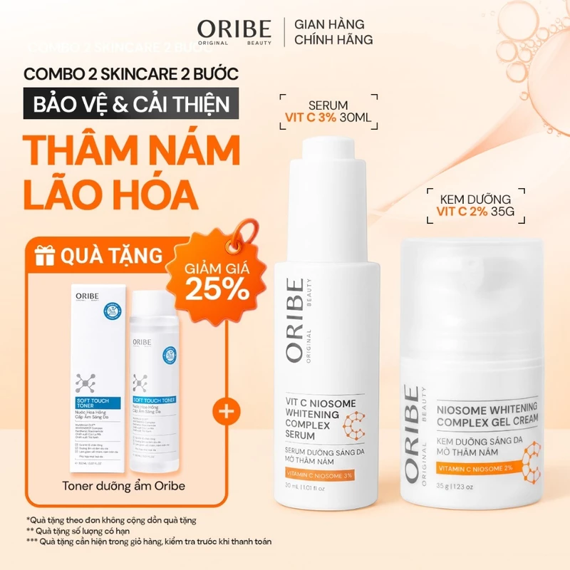 Bộ Sản Phẩm Dưỡng Sáng Mờ Nám Hỗ Trợ Làm Trắng Da Chuyên Sâu Cho Da Lão Hóa (Serum + Kem Dưỡng Vitamin C + Viên uống) — ảnh 1