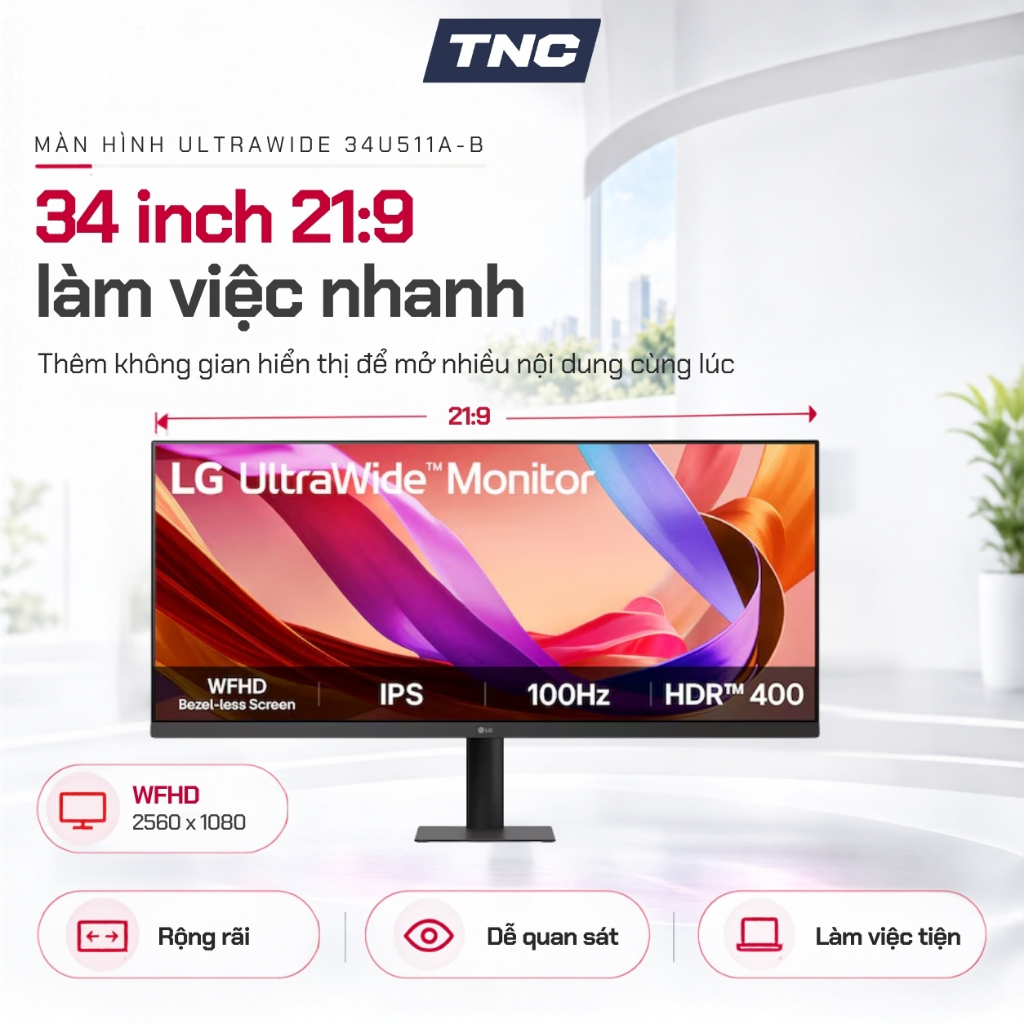 Màn Hình LG UltraWide 34U511A-B 34 inch/ IPS/ WFHD/ 100Hz/ 1ms - BẢO HÀNH 24 THÁNG - TNC STORE | BigBuy360 - bigbuy360.vn