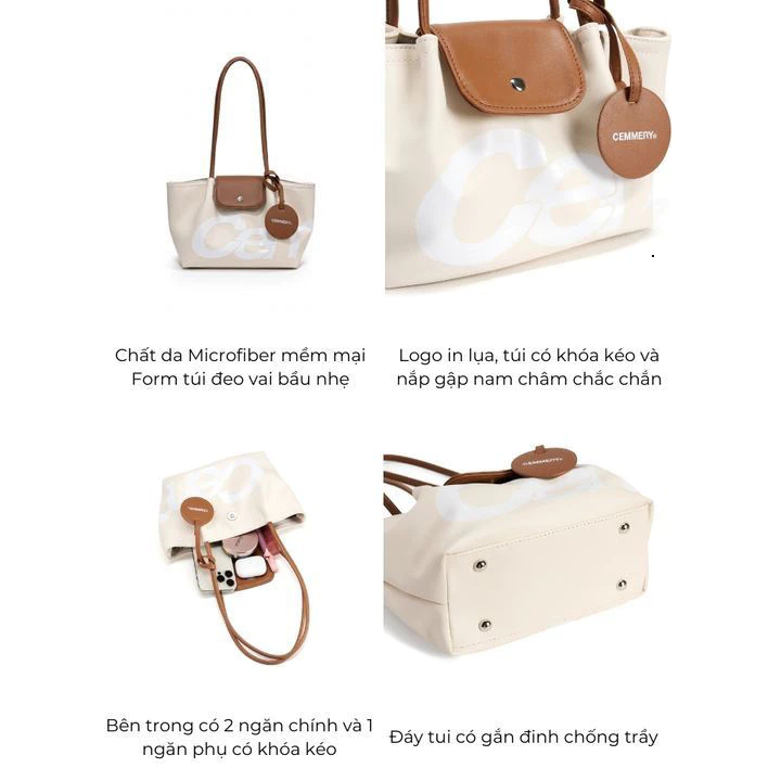 Túi Đeo Vai Nữ CEMMERY Pumpkin Shoulder Bag Da Mềm Cao Cấp Túi Tote Đeo Nách Thời Trang Hàn Quốc Đi Học Đi Làm - DK105 | BigBuy360 - bigbuy360.vn