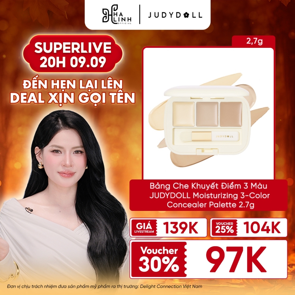 [VHL x JUDYDOLL] Bảng kem che khuyết điểm 3 ô Moisturizing 3-Color Concealer Palette 2.7g | BigBuy360 - bigbuy360.vn