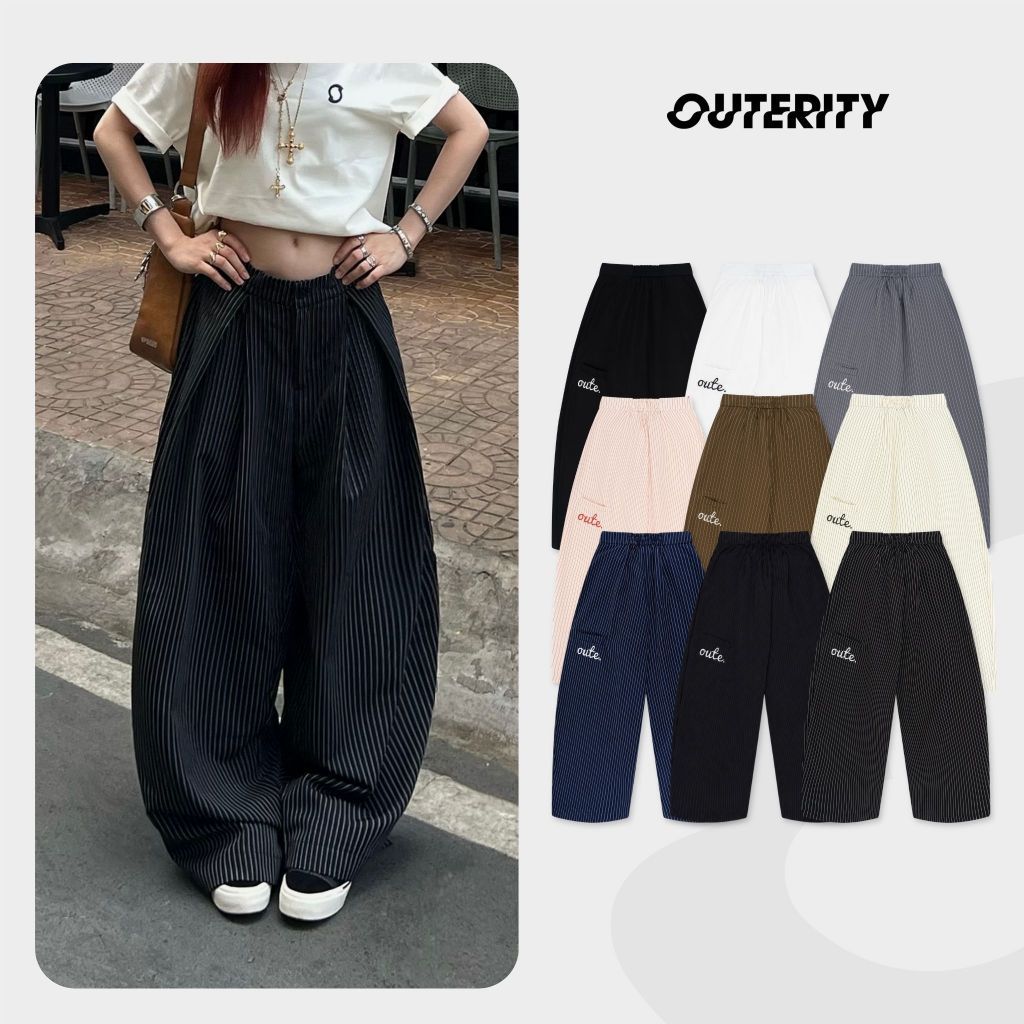 Quần Dài Kẻ Sọc Ống Rộng Outerity Striped / Form Rộng Unisex Mềm Mịn Thoáng Mát Nam Nữ | BigBuy360 - bigbuy360.vn