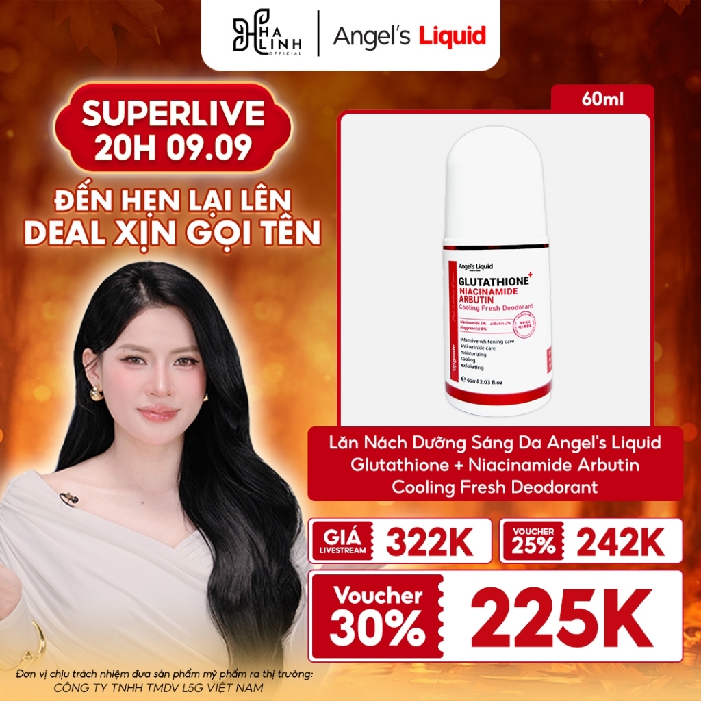 angels liquid glutathione deodorant [Võ Hà Linh x Angel's Liquid] Lăn Nách Angel's + Niacinamide Arbutin Cooling Fresh 60ml Fresh Nutrition Glutathione Supplement,