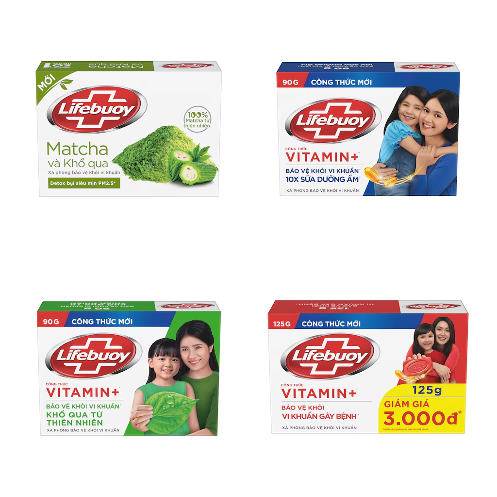 Xà bông Matcha & khổ qua cục Lifebuoy hộp 90g 125g