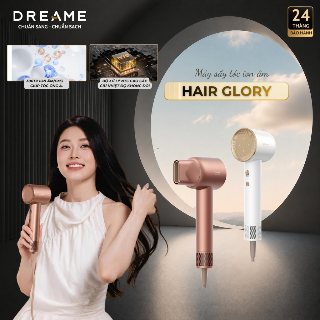 Máy Sấy Tóc Ion Âm Dreame Hair Glory | Hỗ Trợ Hấp Thụ Tinh Chất Dưỡng Tóc | Phục Hồi Và Bảo Vệ Tóc | Bảo Hành 24 Tháng