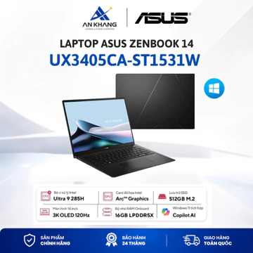 Laptop ASUS Zenbook 14 UX3405CA-ST1531W | Core Ultra 9 285H | 16GB LPDDR5X | SSD 512GB | 14" 3K OLED| Win11| BH 12 Tháng