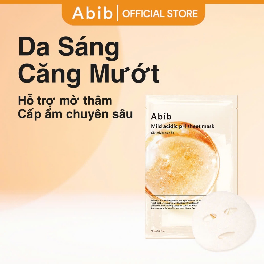 Mặt nạ dưỡng sáng, mờ thâm Mild Acidic pH sheet mask Glutathiosome Fit 30ml x 1 gói