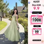 Váy Tiểu Thư Dáng Maxi Alice Chất Tơ Voan, Đầm Hai Dây Ngực Phối Bèo Nhún Nữ Tính T490 — ảnh 1