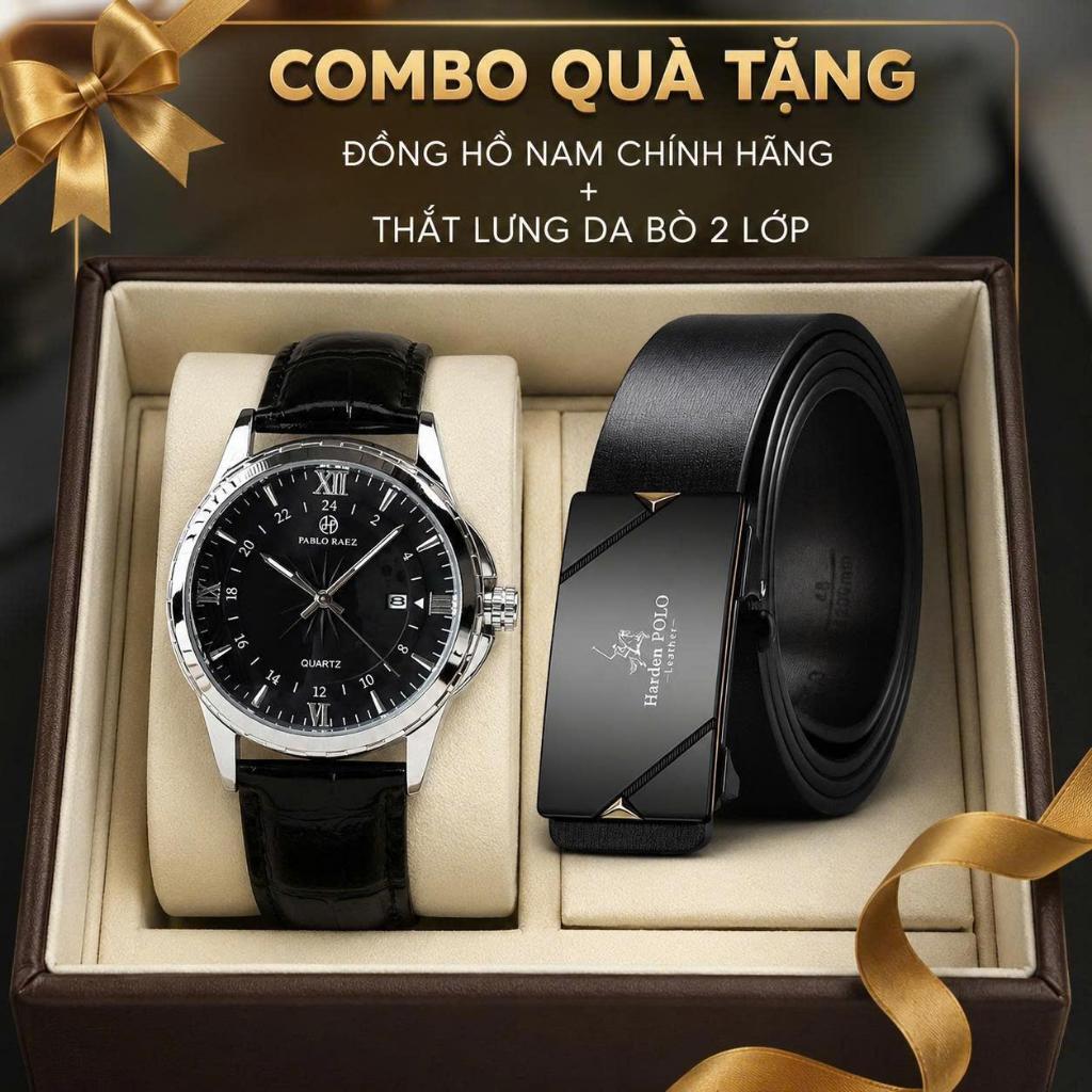 Combo quà tặng hạnh phúc đồng hồ nam Pablo Raez U850 và Thắt lưng da bò 2 lớp HDP18 sang trọng - ảnh khác