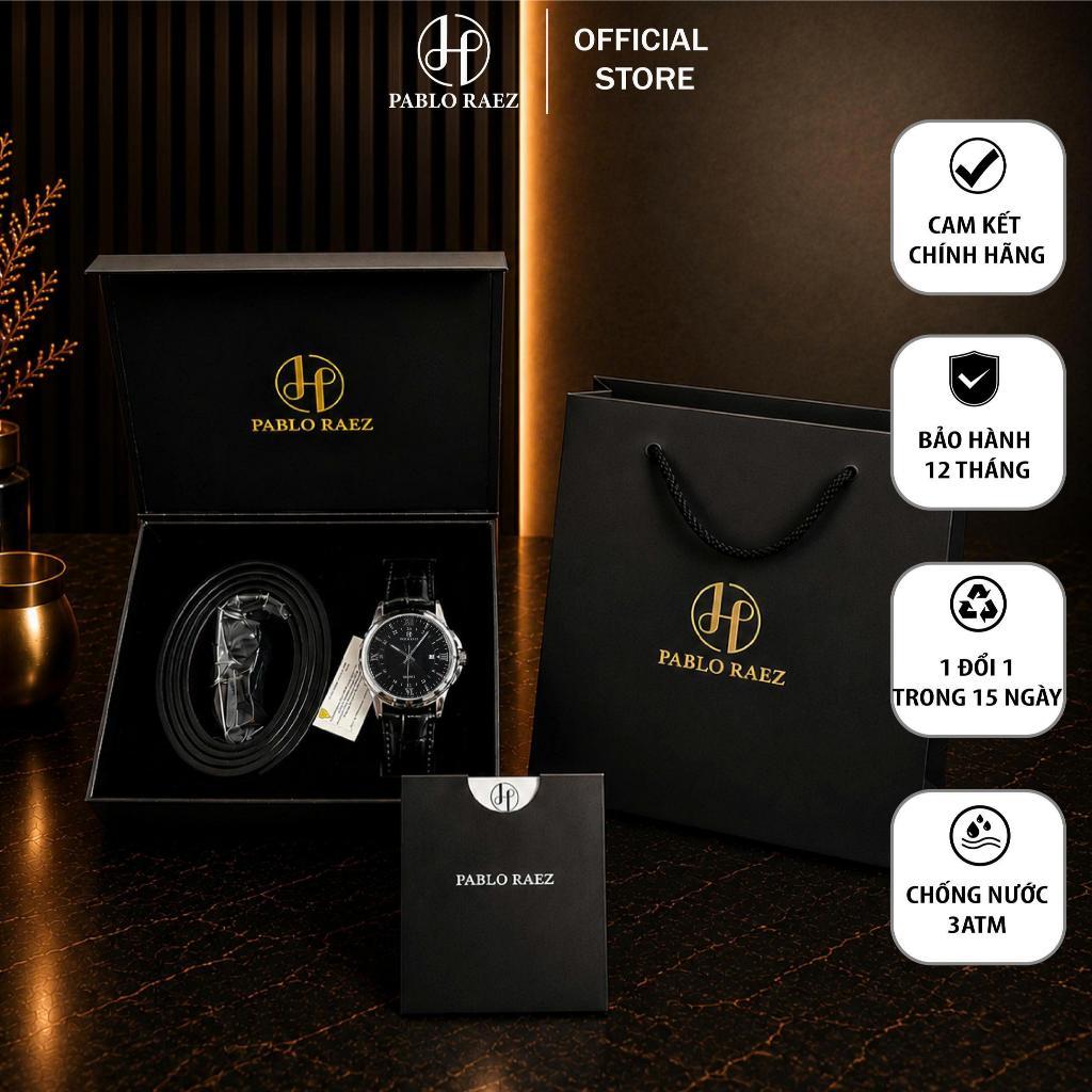 Combo quà tặng hạnh phúc đồng hồ nam Pablo Raez U850 và Thắt lưng da bò 2 lớp HDP18 sang trọng