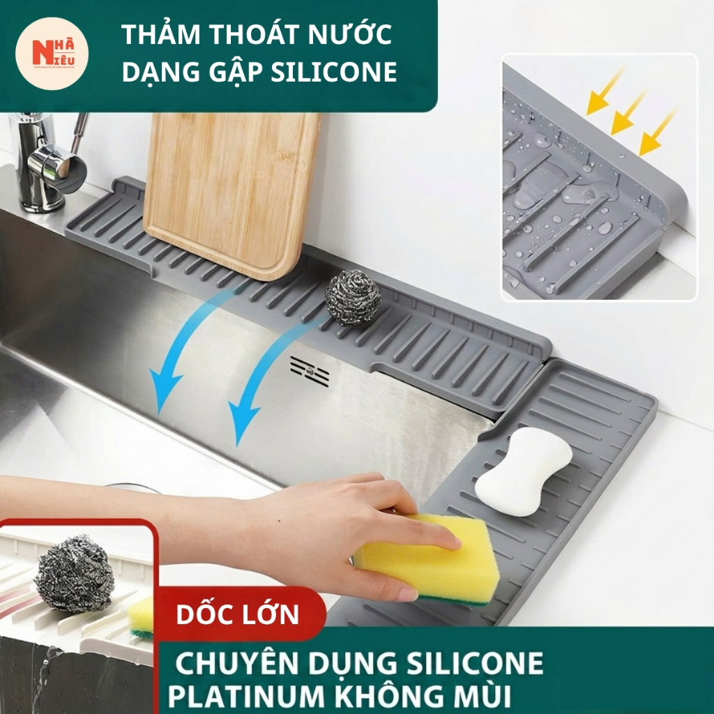 Thảm Silicon Chắn Nước Bồn Rửa Chén Nhà Niêu Miếng Chắn Thoát Nước Bồn Rửa Bát Nhà Bếp NA151 | BigBuy360 - bigbuy360.vn