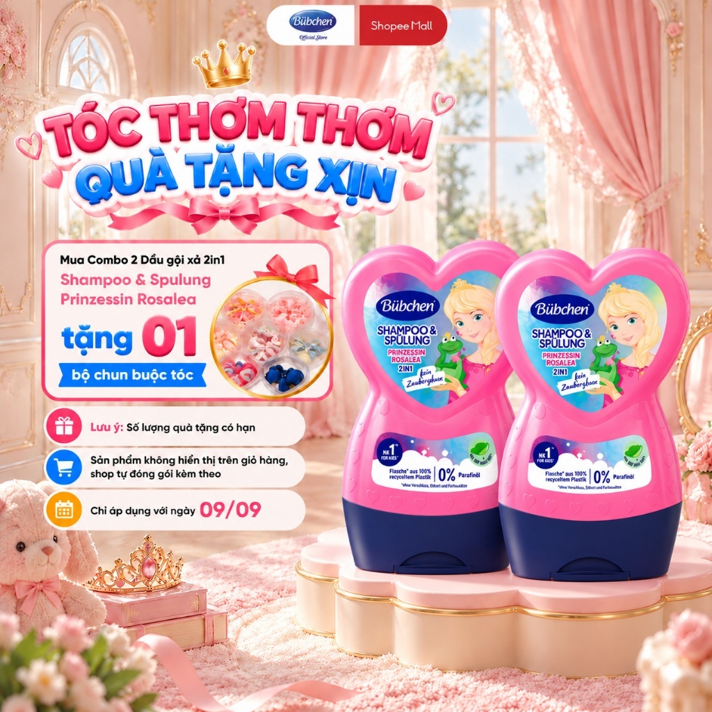 Dầu Gội Xả 2In1 Cho Bé Bubchen Shampoo And Spulung Prinzessin Rosalea 230ml Hương Thơm Dịu Nhẹ