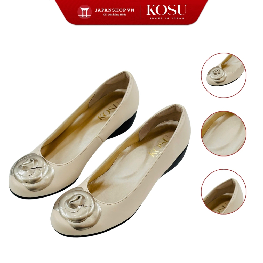 Giày da hoa trà đế xuồng 4,5cm Kosu K-26468 | Giày nữ thanh lịch, tôn dáng, êm chân, Made in Japan