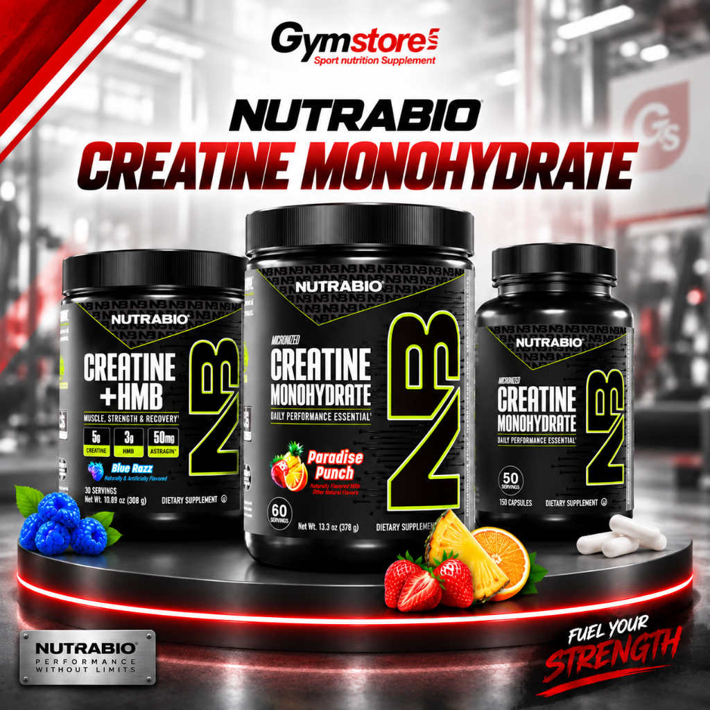 Bột tăng sức mạnh NutraBio Micronized Creatine, hỗ trợ tăng khối lượng và thể tích cơ bắp - Gymstore