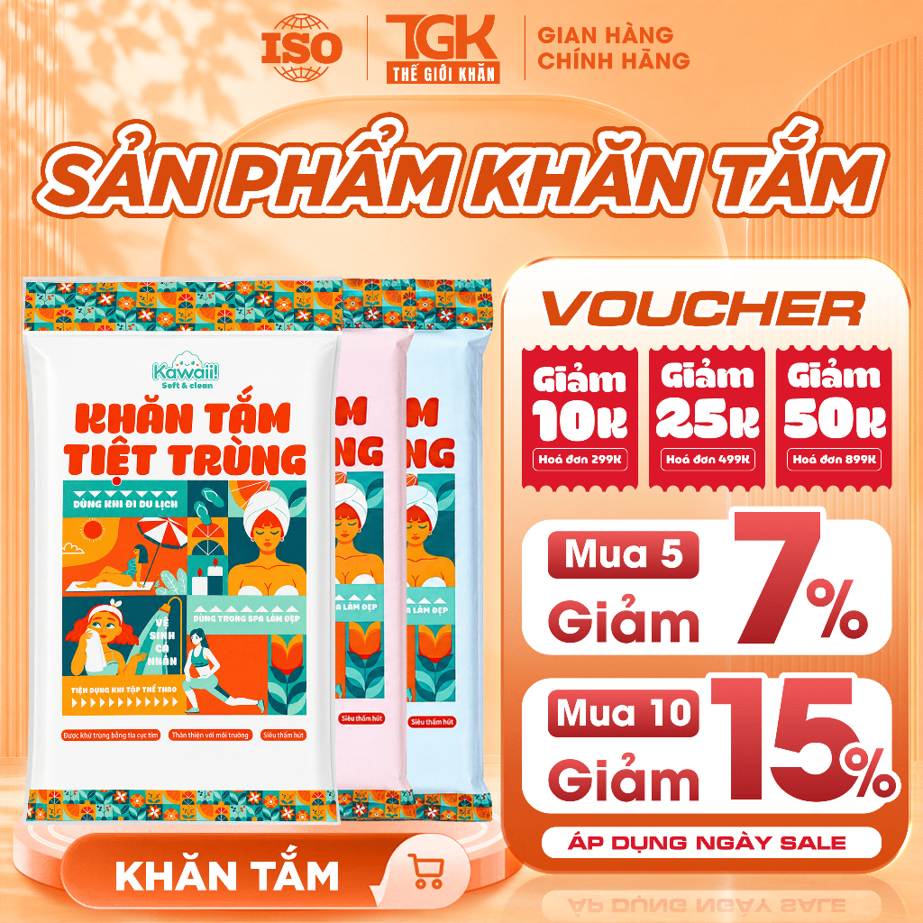 [MUA 10 GIẢM 15%] Khăn tắm Kawaii dùng 1 lần 2/3/5 khăn túi - Siêu thấm hút, mềm mại, mang đi du lịch, đi biển