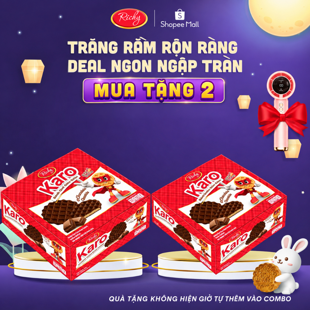 [ MUA 1 TẶNG 2] [Date t11/2026] Karo bơ trứng giòn phủ socola 400g,Bánh kẹo Richy