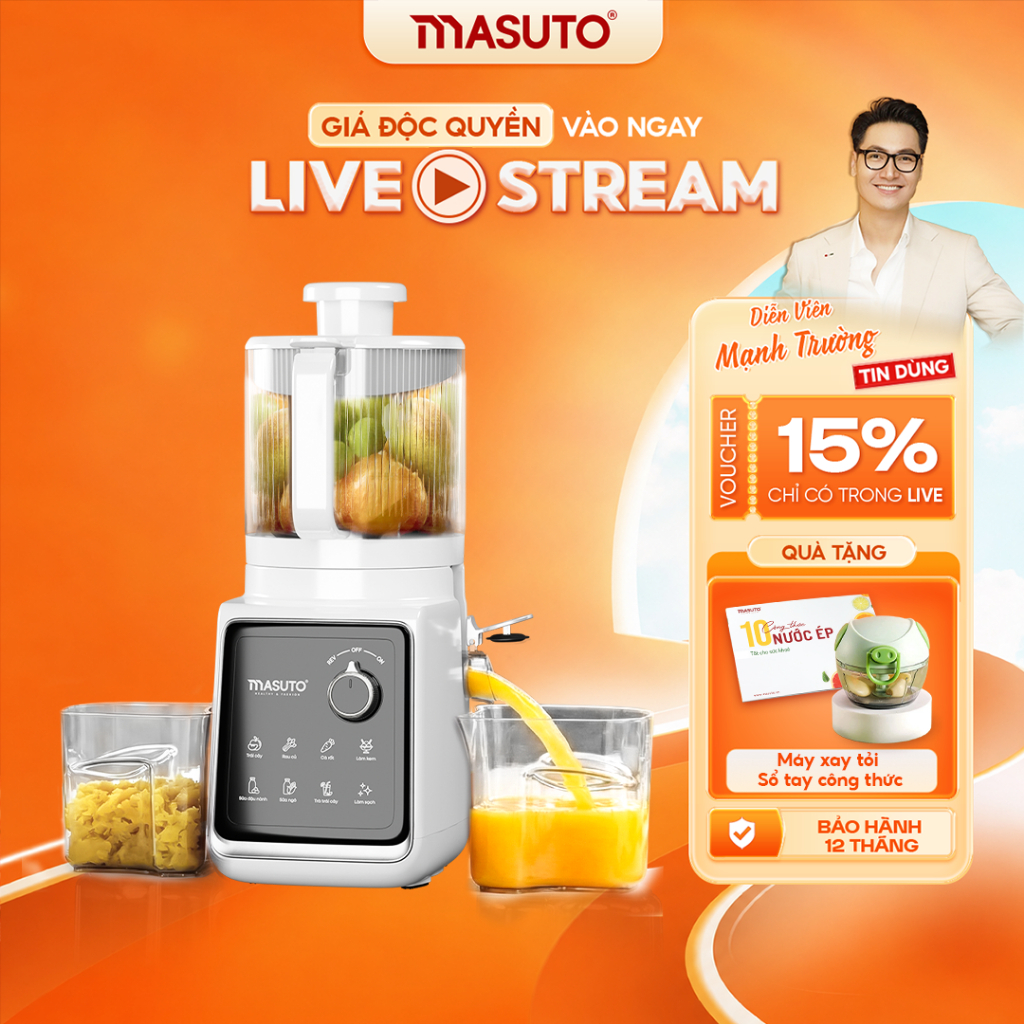 [VHL x Masuto] Máy Ép Chậm Toàn Năng 8in1 Masuto MSPrimeUltra 150W, Ống Tiếp Cực Đại 156m, Ép Kiệt 99%