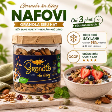 Ngũ Cốc Granola Ăn Kiêng NAFOVI 300g, Ngũ Cốc Dinh Dưỡng Ăn Kiêng Giảm Cân Sấy Lạnh Thơm Ngon