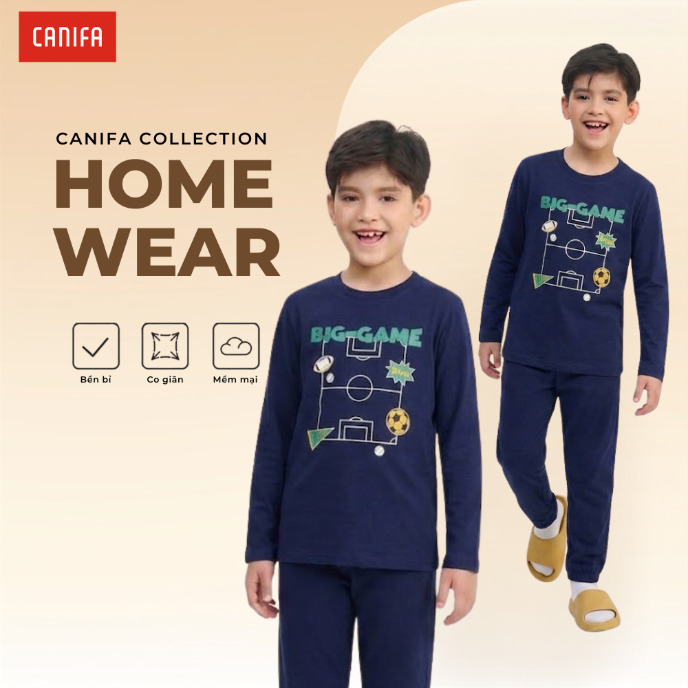 Bộ quần áo bé trai CANIFA mềm mại thoải mái có chứng chỉ OEKO-TEX an toàn với làn da 2LS26W001