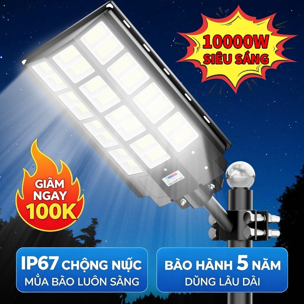 Đèn LED năng lượng mặt trời 5000W, Đèn năng lượng mặt trời sân vườn, Chống nước IP67,đèn trụ cổng