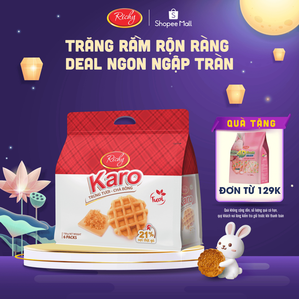 [TẶNG QUÀ ĐƠN TỪ 129K] Bánh Karo sợi gà Richy, bánh ăn sáng