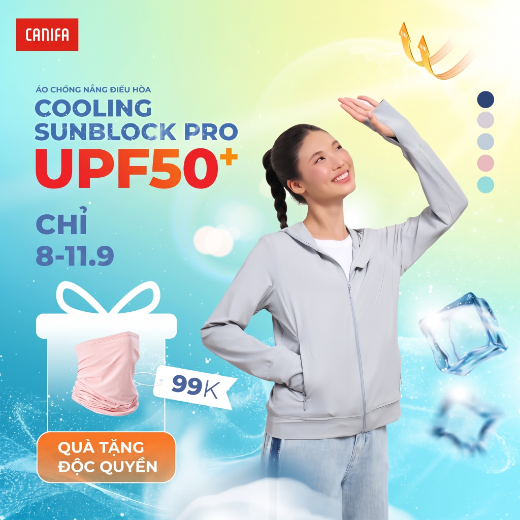 Áo chống nắng nữ CANIFA mát lạnh thoáng khí chống 98% UV bản cải tiến 2026 6OT26S002