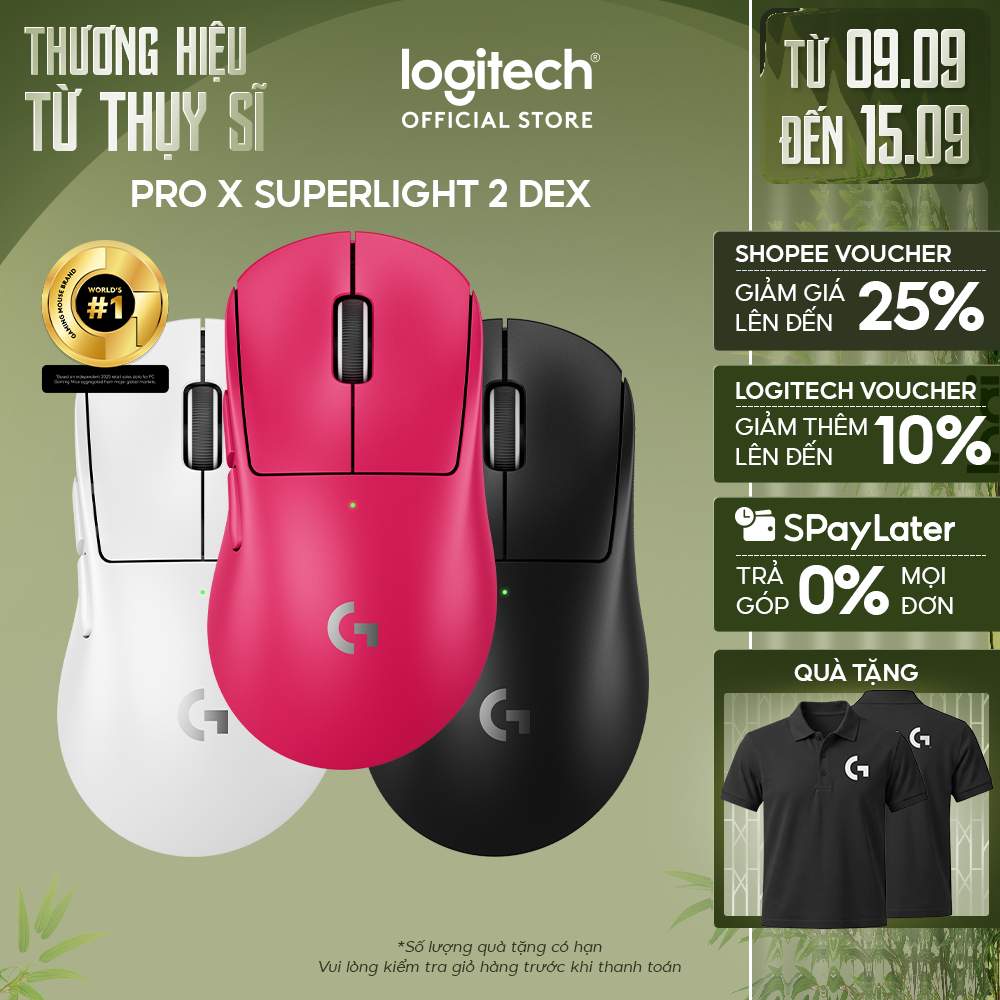 Chuột Gaming không dây Logitech G PRO X SUPERLIGHT 2 DEX LIGHTSPEED, Nhẹ 60g, Hero 2, 32k DPI, USB-C