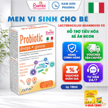 [CHÍNH HÃNG] Men vi sinh Bambi Probiotic cho bé Giúp bổ sung lợi khuẩn Hỗ trợ cải thiện vi sinh đường ruột (Lọ 10ml)