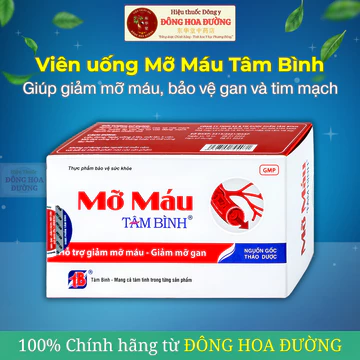 Viên uống Mỡ Máu Tâm Bình (hộp 60 viên) - Giúp hạ mỡ máu, mỡ gan; Giảm chỉ số Cholesterol và Trilyceride - ĐÔNG HOA ĐƯỜN